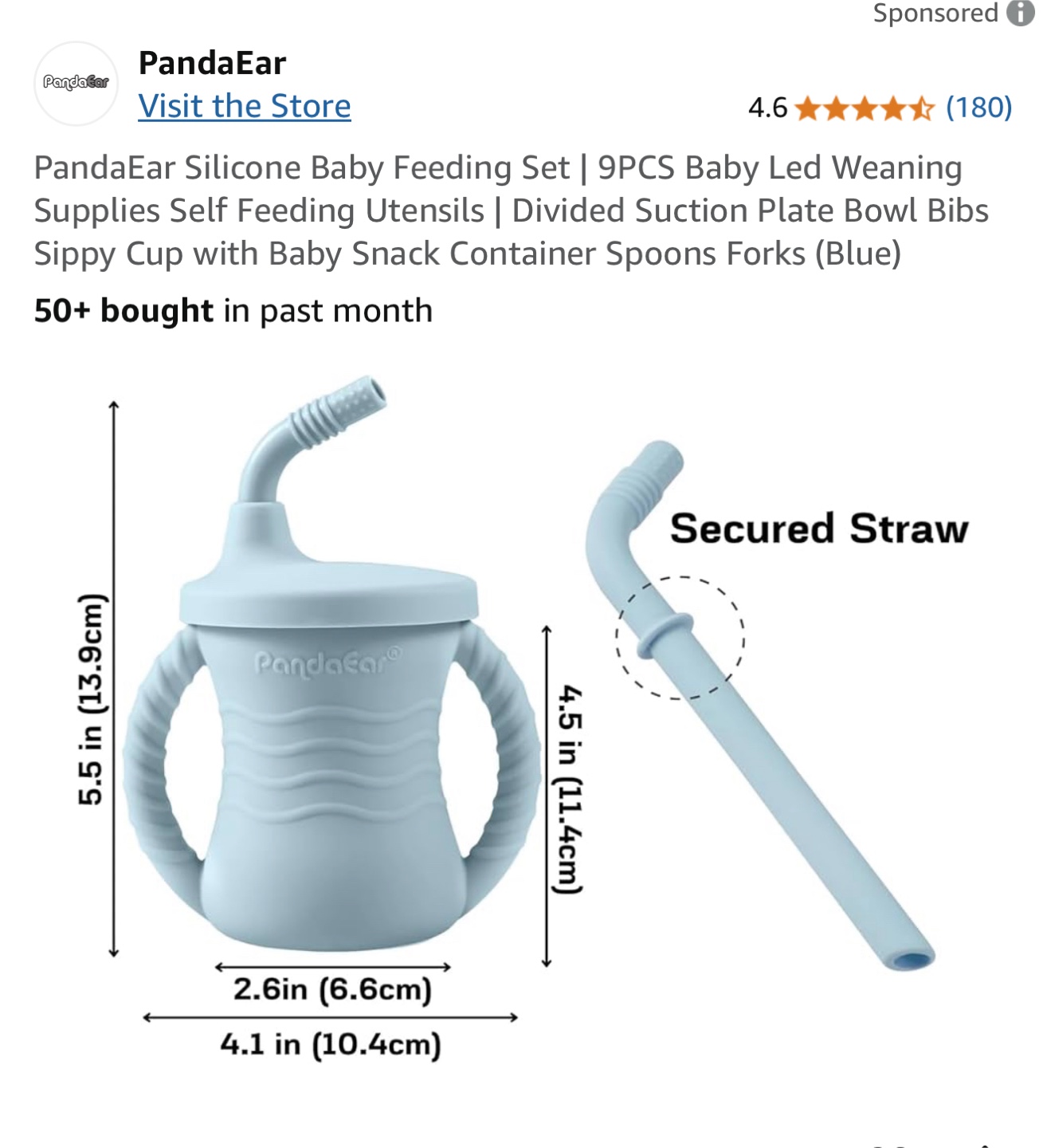 PandaEar Silicone Baby Feeding Set - 9 Piece Blue Set - photo 3