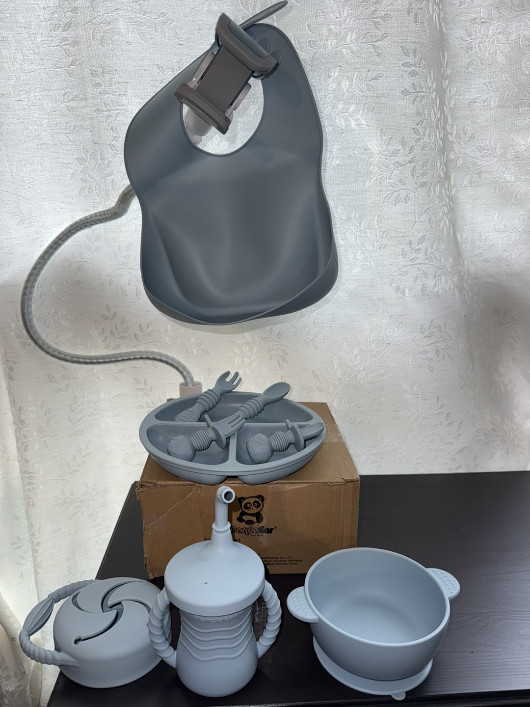 PandaEar Silicone Baby Feeding Set - 9 Piece Blue Set - photo 4