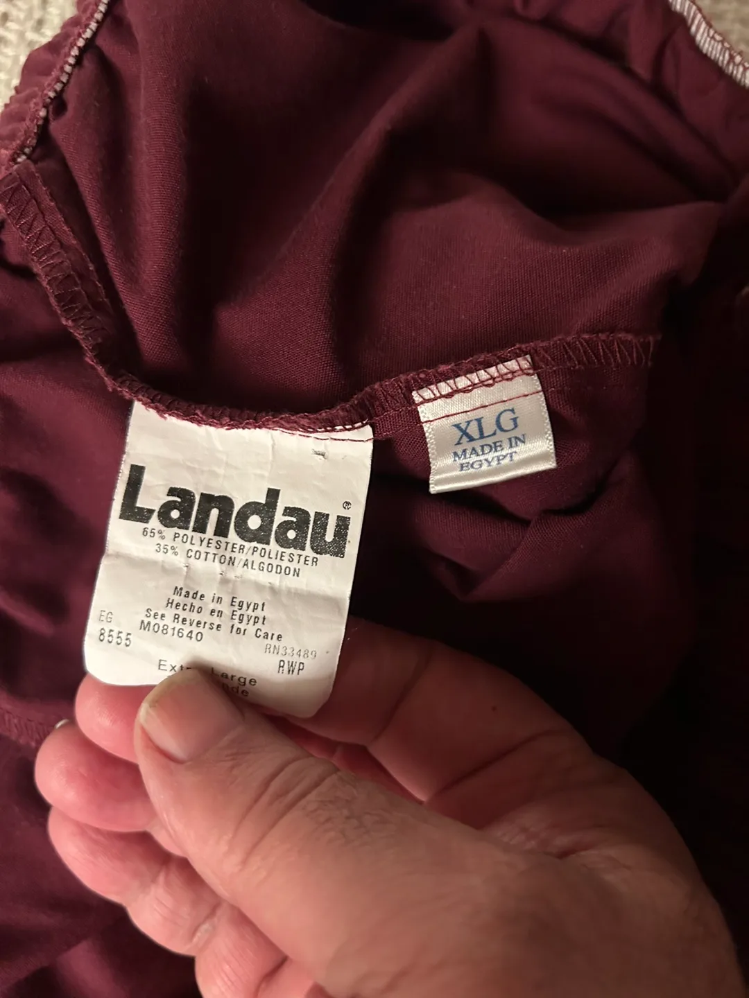 Men’s Landau Burgundy Scrub Pants - Size XL image indicator(2)