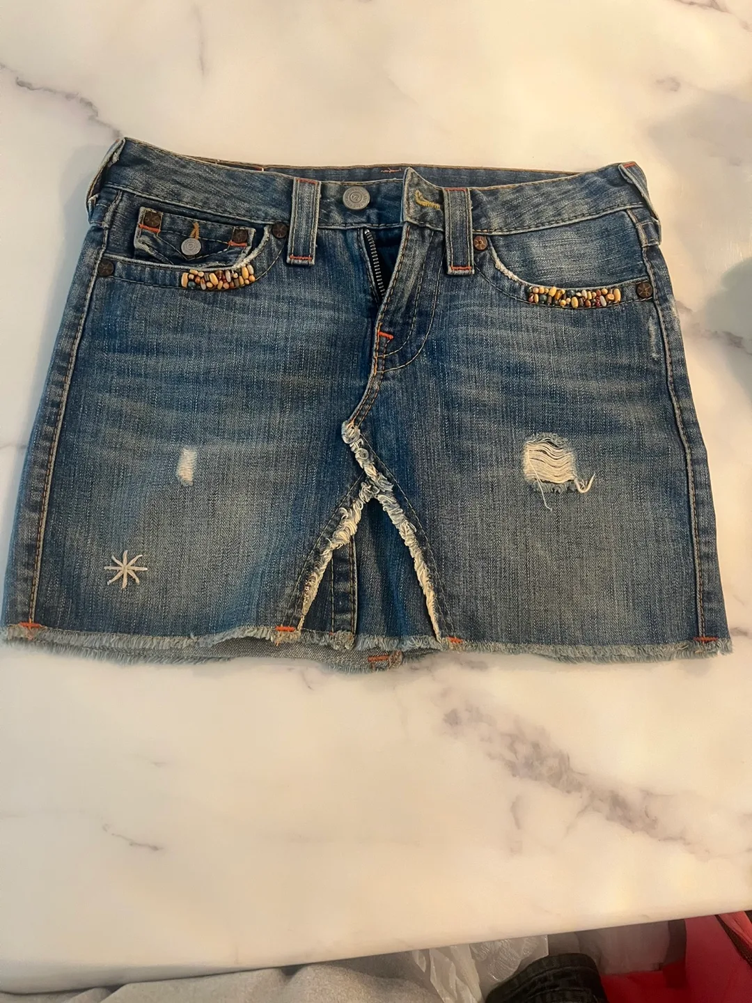 True Religion Mini Denim Skirt Size 26 thumbnail
