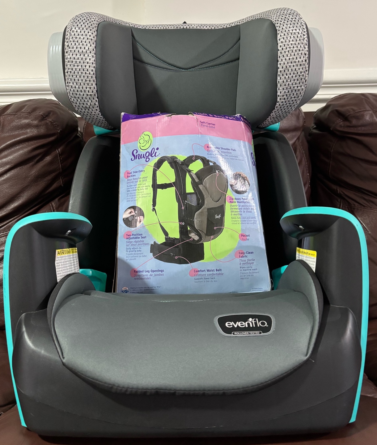 Evenflo Big Kid Amplify Harness Booster Car Seat - Teal and Grey - photo 4