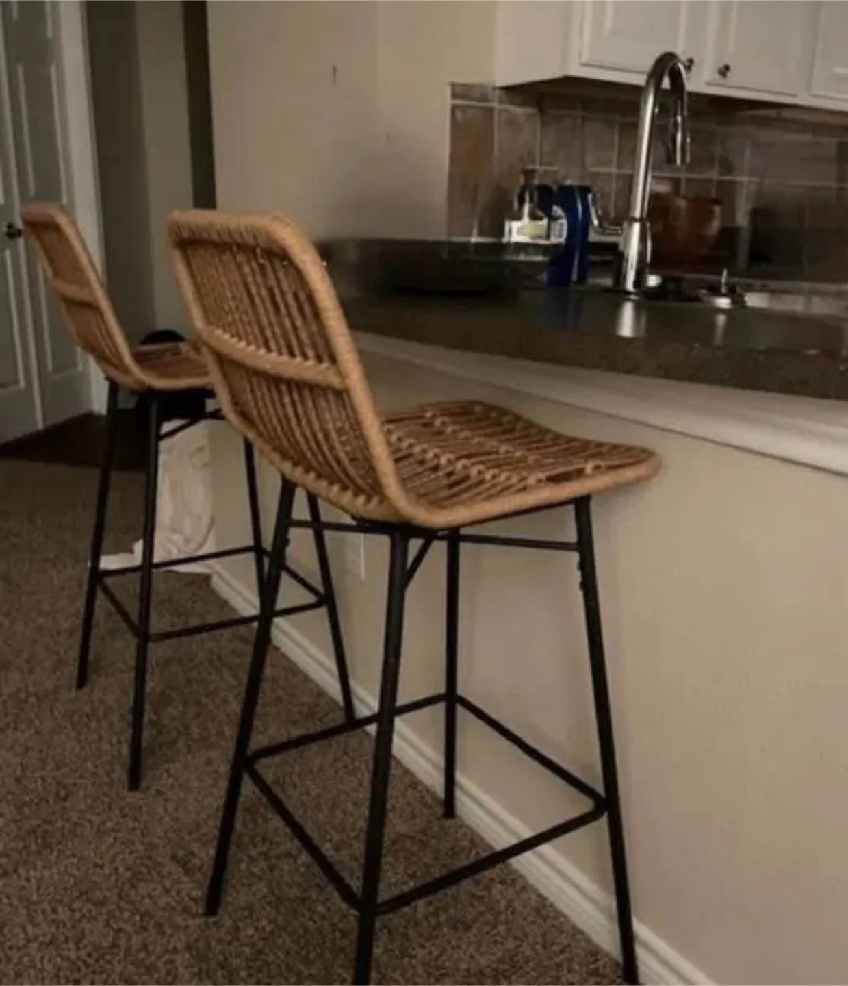 2 New Boho Bohemian Rattan 30” Bar Stools thumbnail