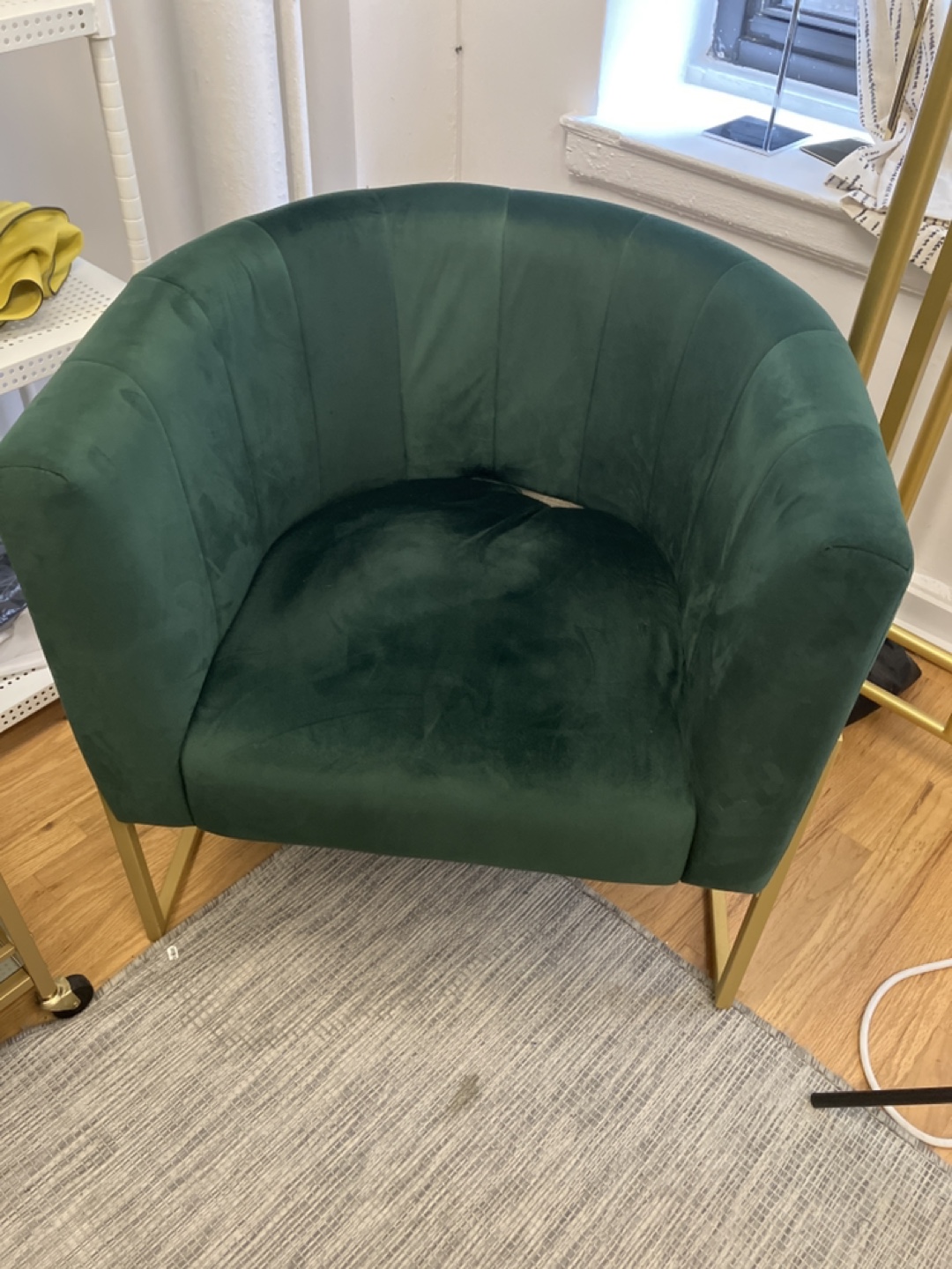 Dark Green Velvet Accent Chair with Gold Legs