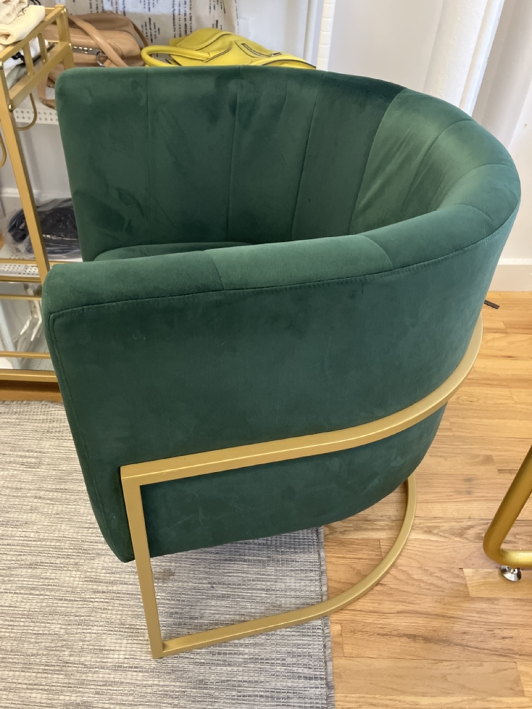 Dark Green Velvet Accent Chair with Gold Legs - photo 2
