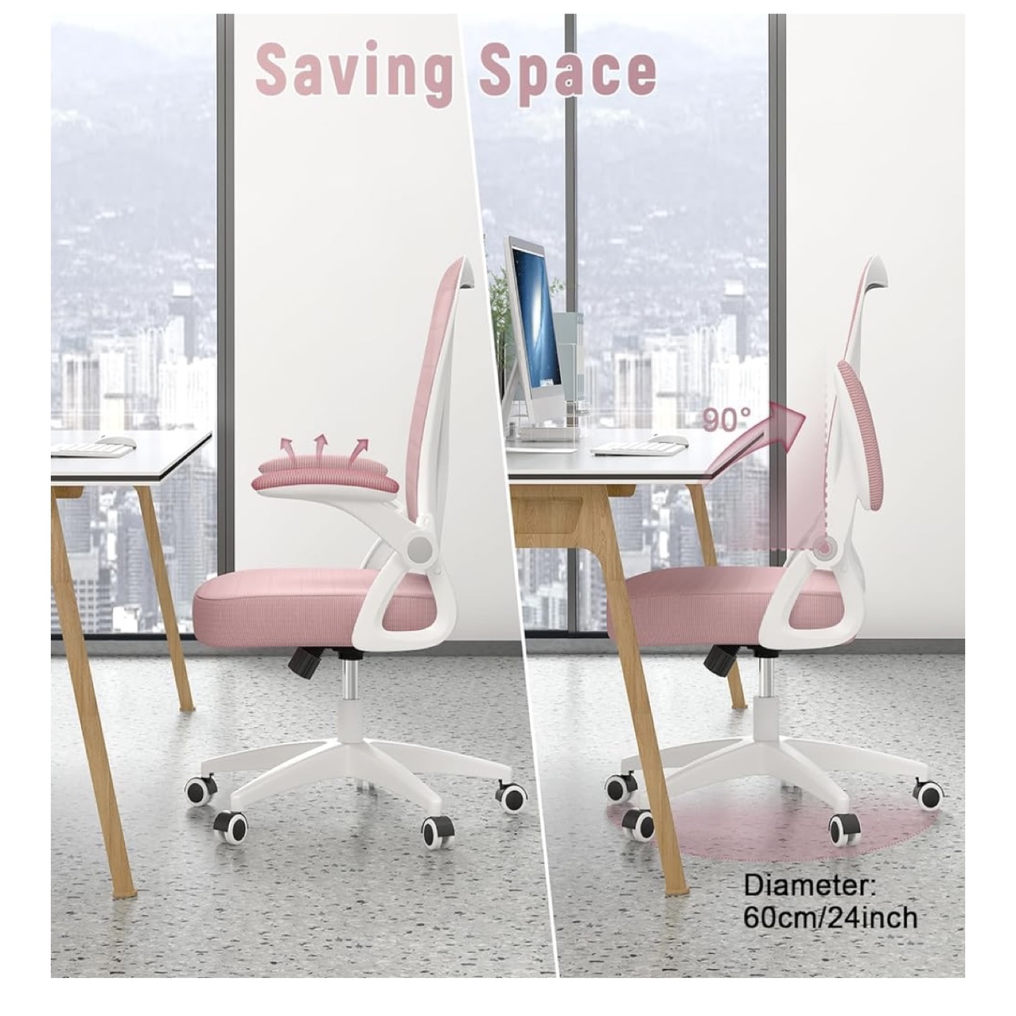 Pink and White Office Chair (Assembled) - photo 4
