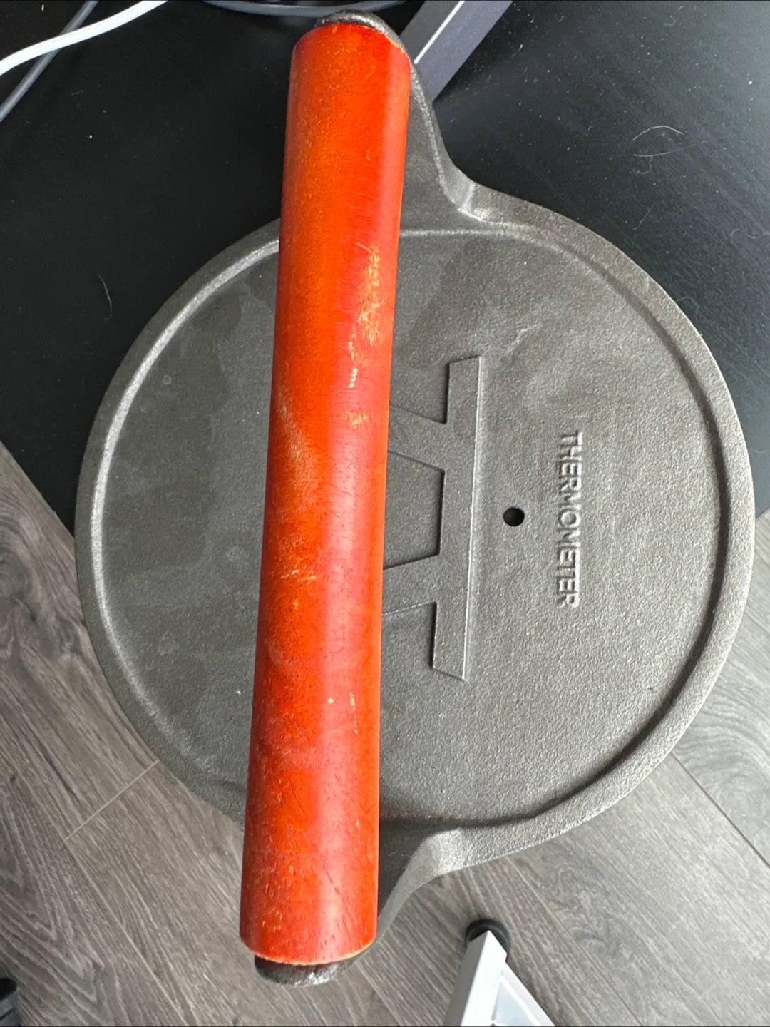 Cast Iron burger 🍔 smasher with Wooden Handle thumbnail