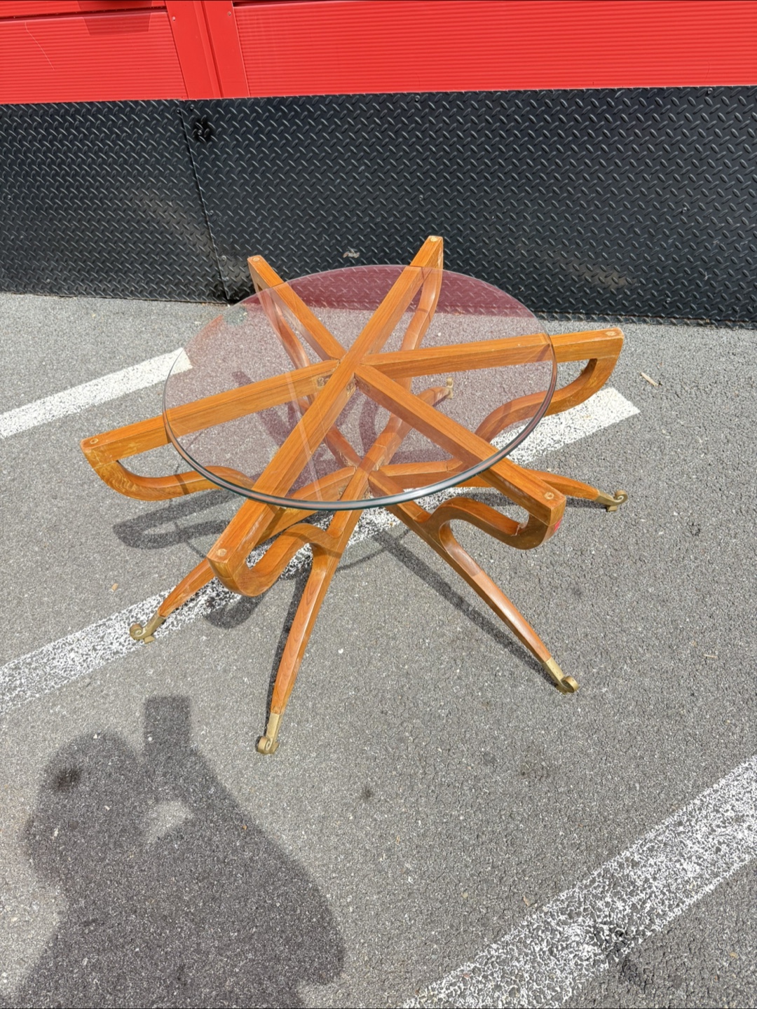 Mid Century Modern Coffee Table with Glass Top