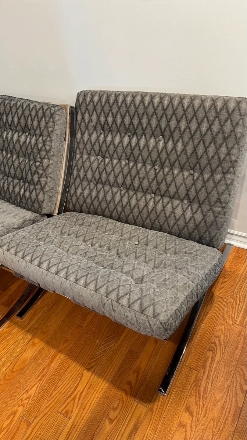 Free - Mid-Century Modern Chrome and Fabric Two chairs thumbnail