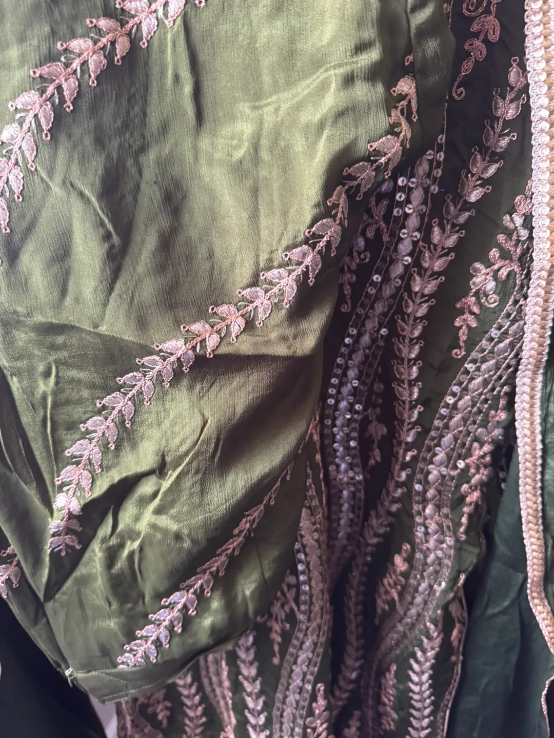 Olive Green Embroidered Dupatta thumbnail