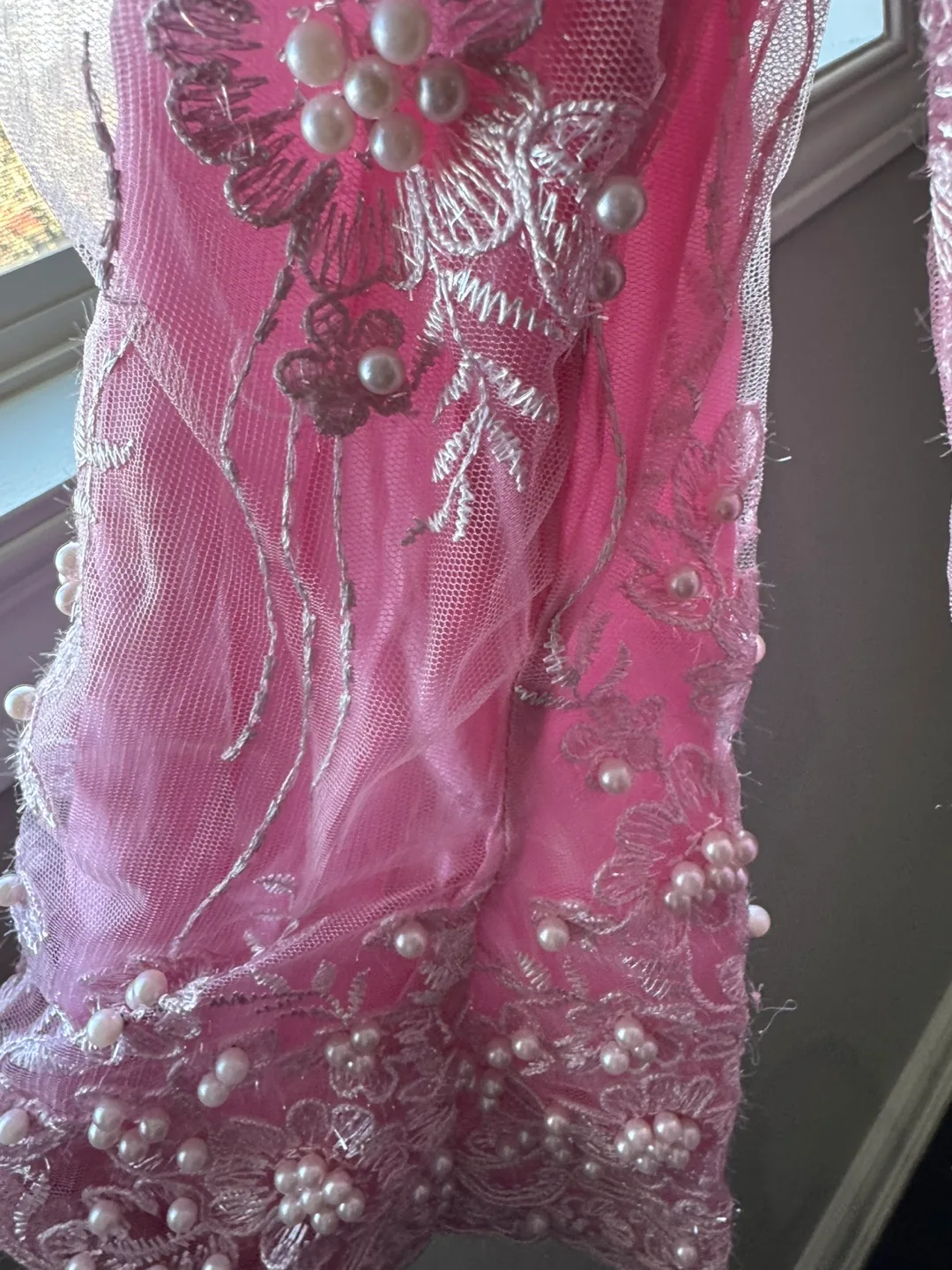 Pink Pakistani Shalwar Kameez with Pearl Embroidery thumbnail