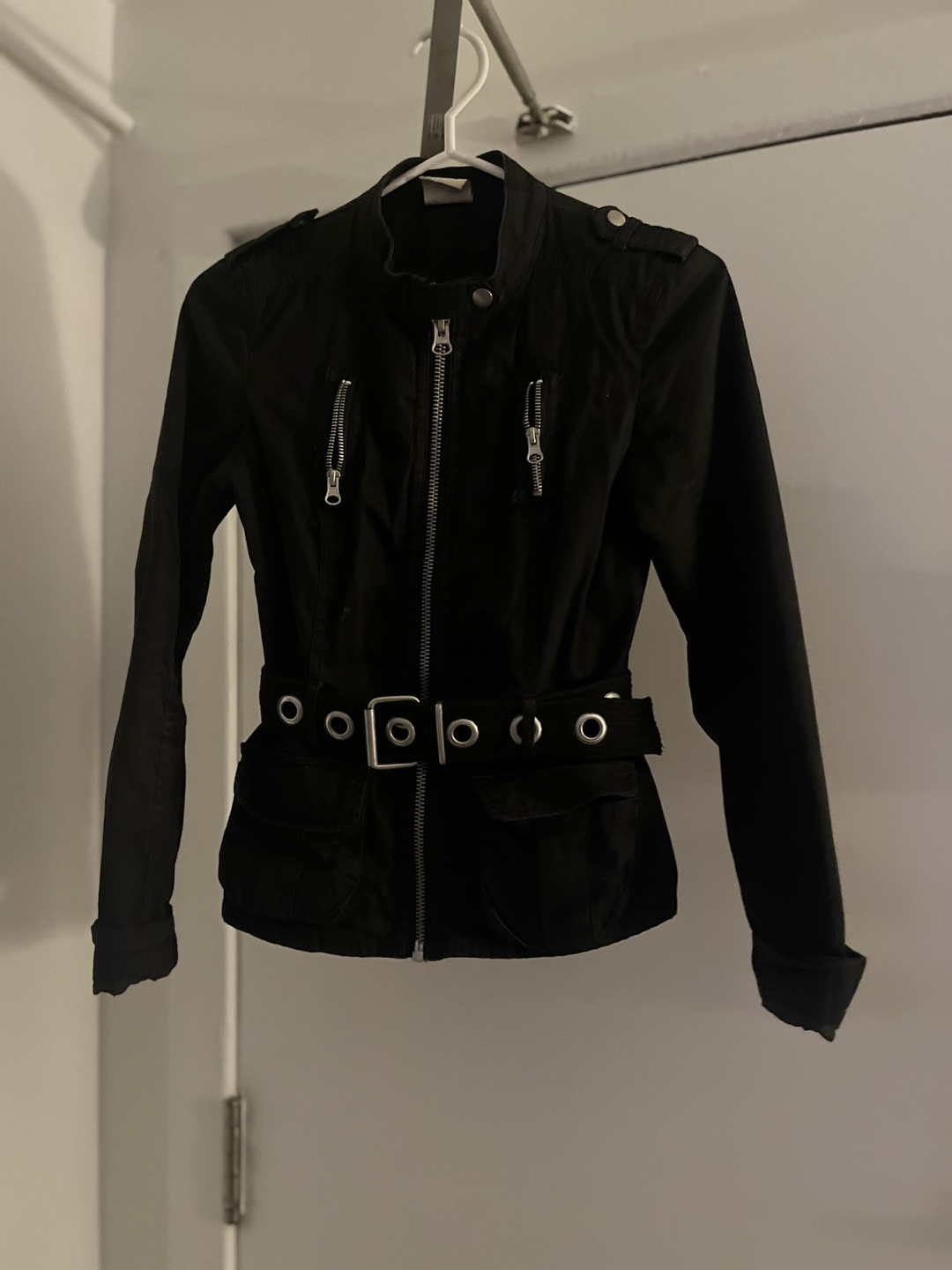 Black belted moto jacket - photo 2