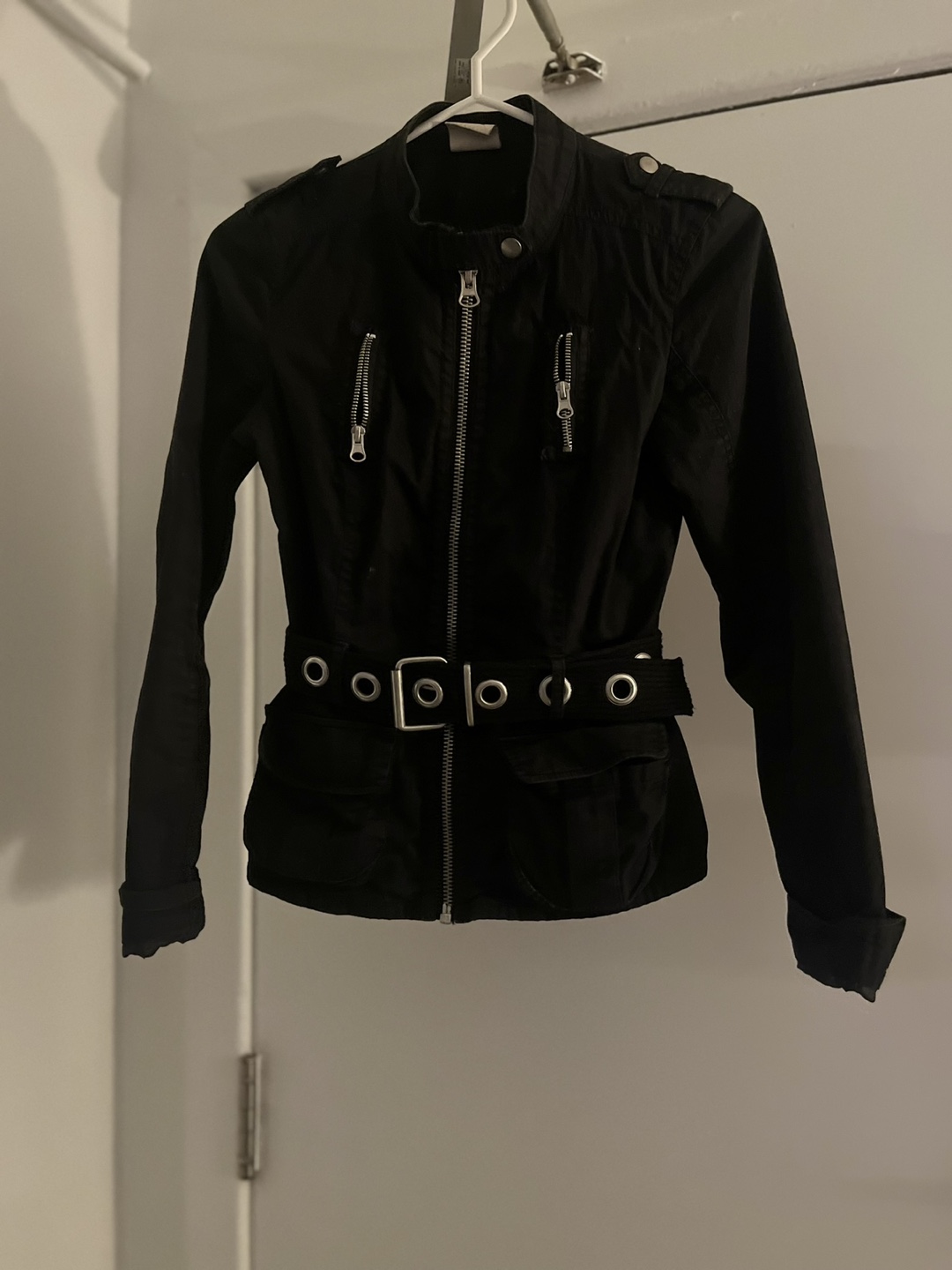Black belted moto jacket