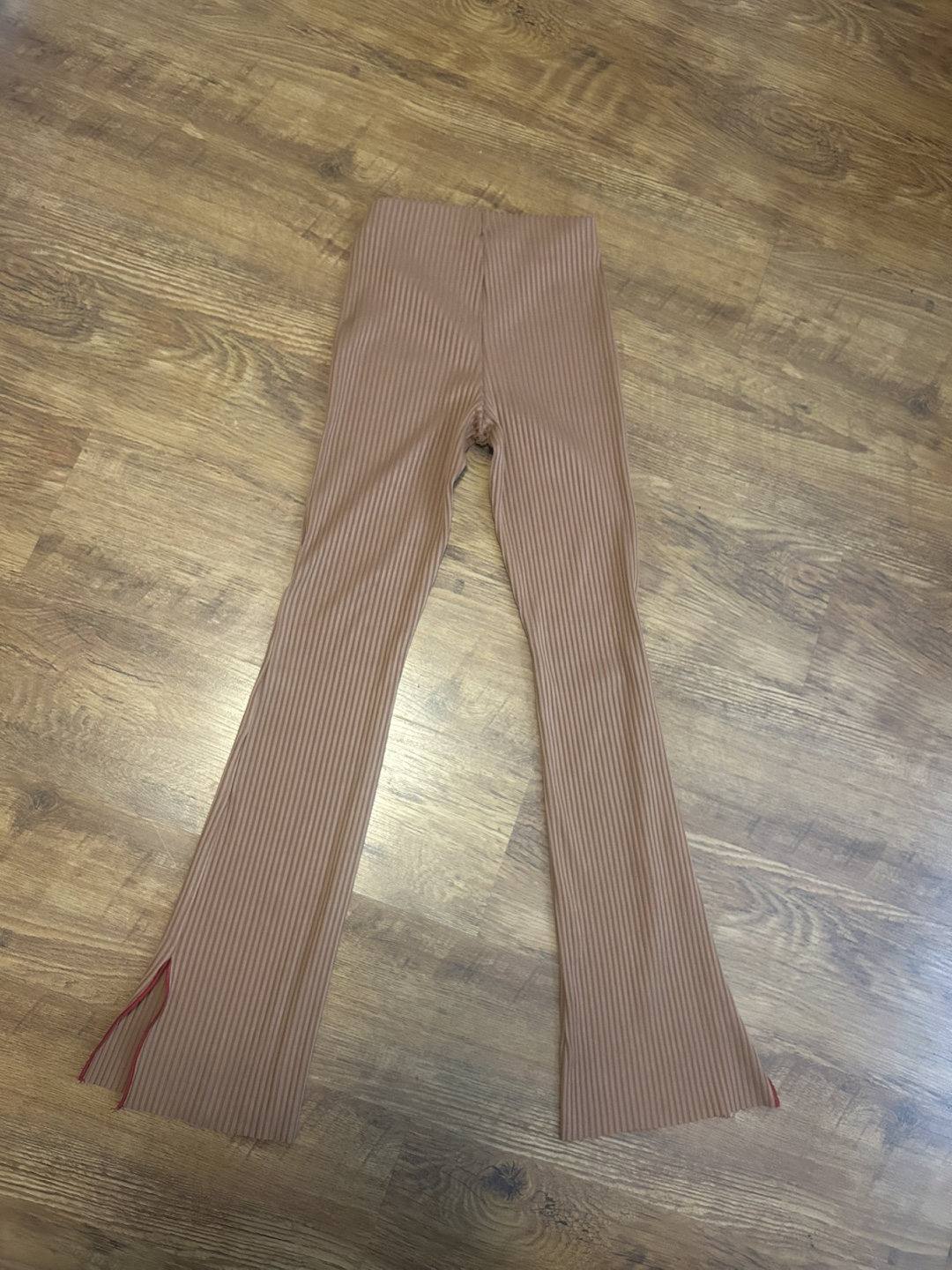 Zara Brown ribbed flare pants with side slits