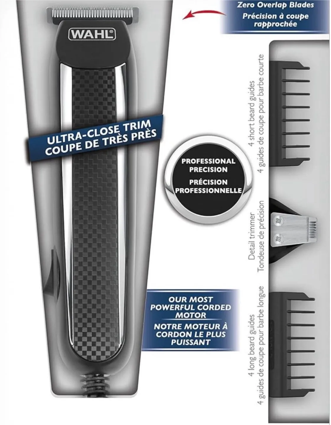 NEW Wahl Beard Trimmer, 8 Guide Combs image indicator(7)
