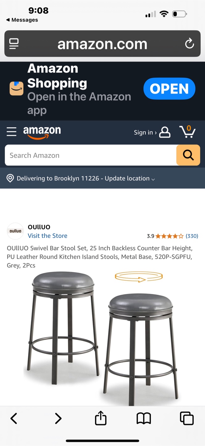 2 OUIIUO Swivel Bar Stool, Grey, 25 Inch - photo 2