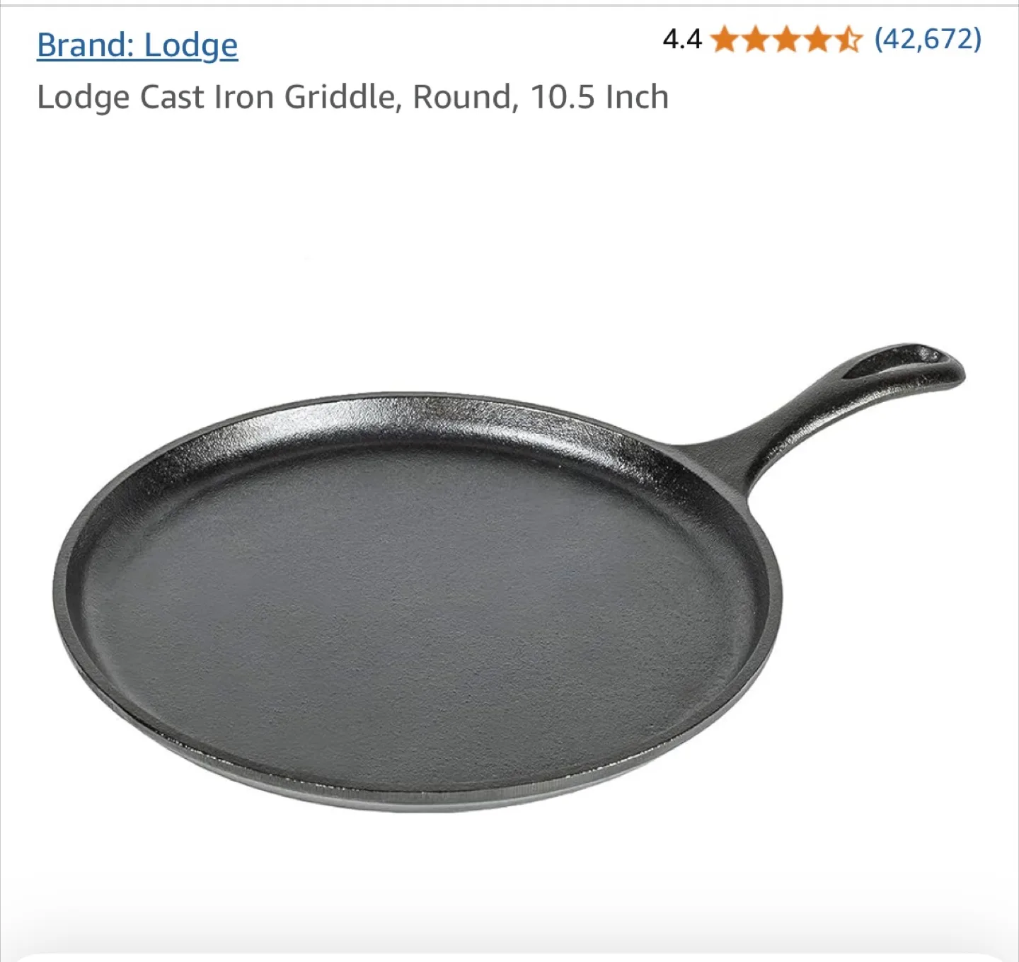 Lodge 10.5 inch Round Cast Iron Griddle thumbnail