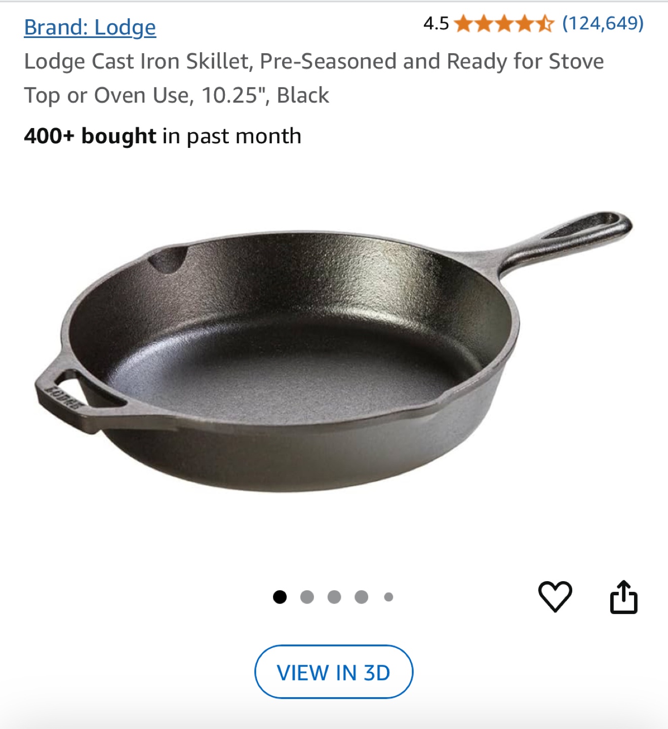Lodge 10.25" Cast Iron Skillet