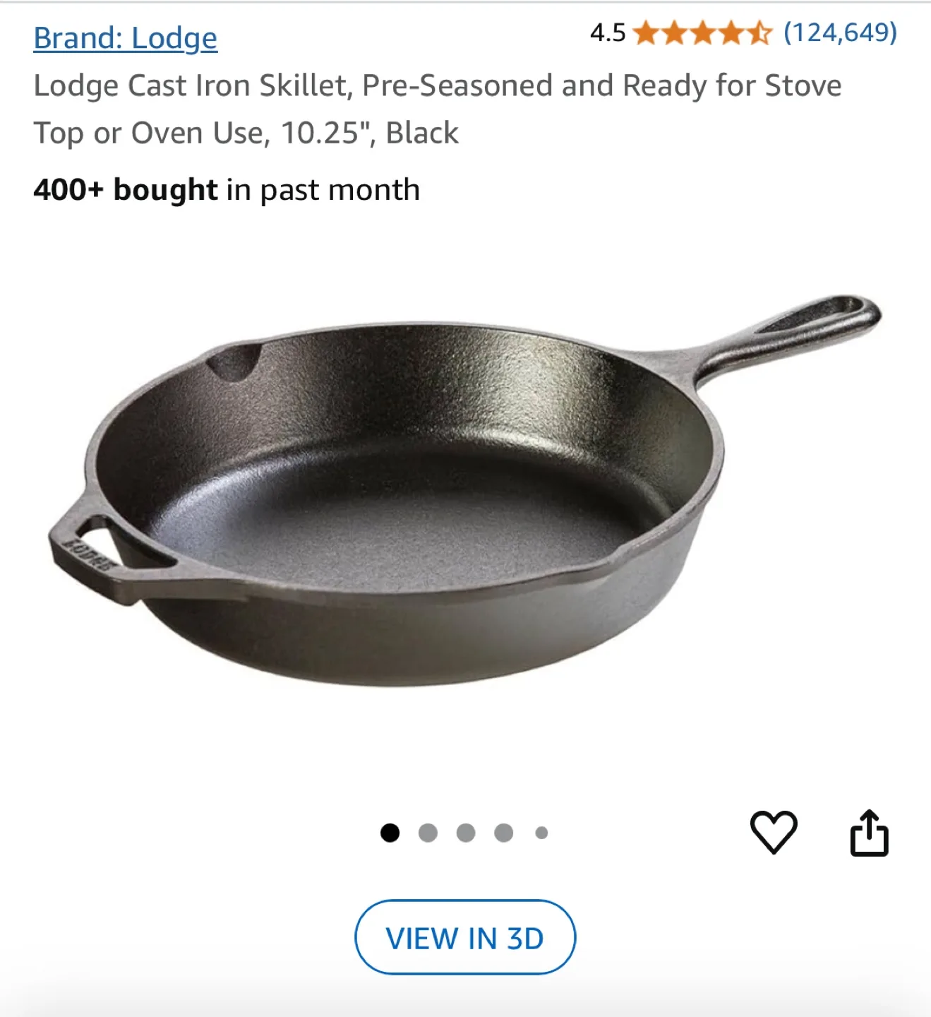 Lodge 10.25" Cast Iron Skillet thumbnail