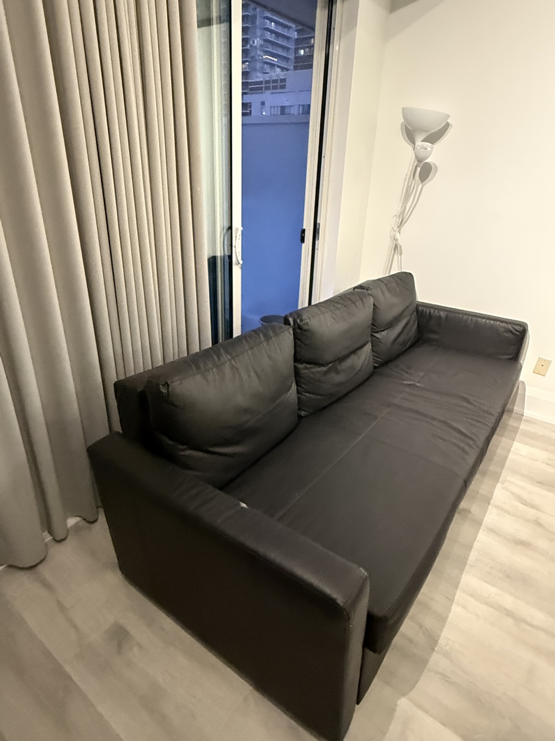 Black Leather Futon Sofa Bed - photo 3