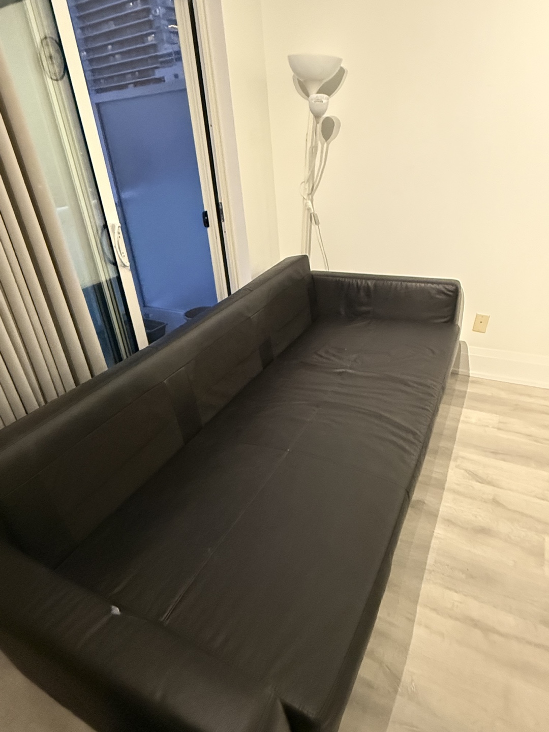 Black Leather Futon Sofa Bed - photo 2