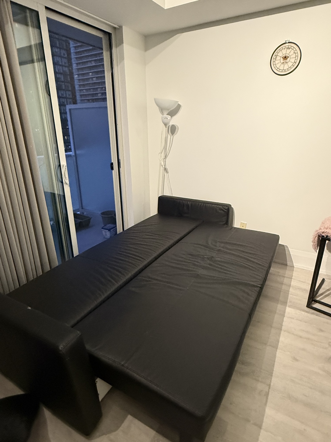 Black Leather Futon Sofa Bed - photo 5