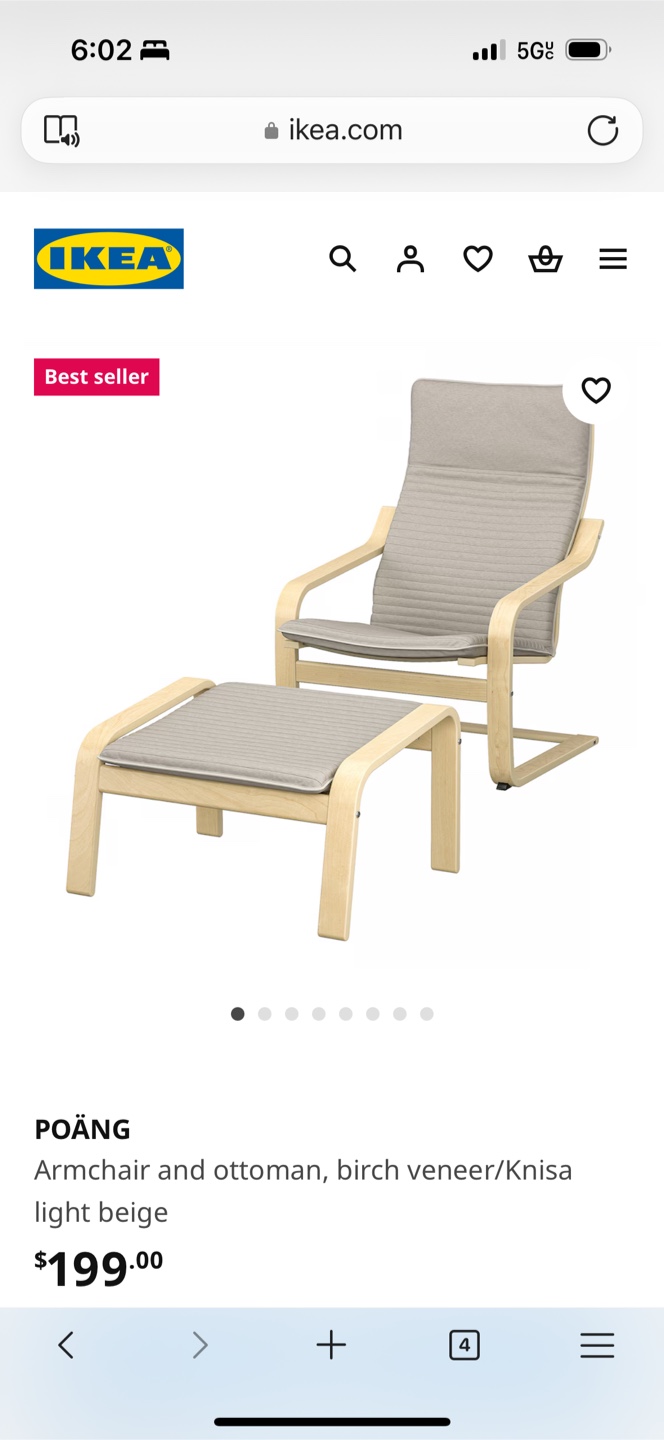 IKEA POÄNG armchair and ottoman (1 set available) - photo 2