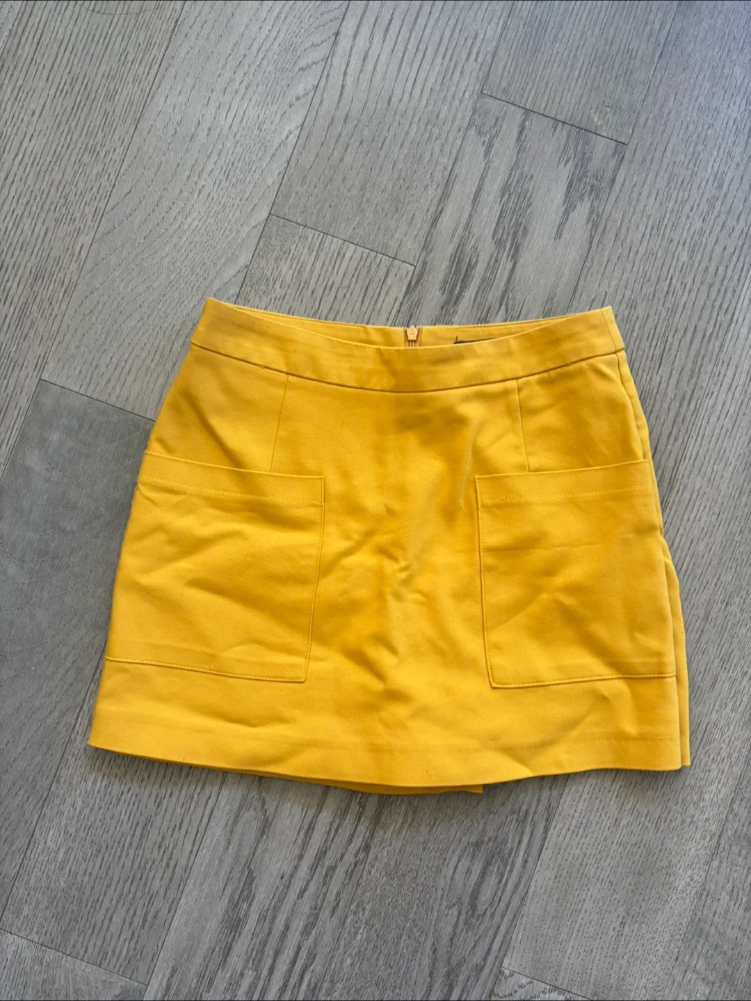 Zara Mustard Yellow Mini Skort with Pockets thumbnail