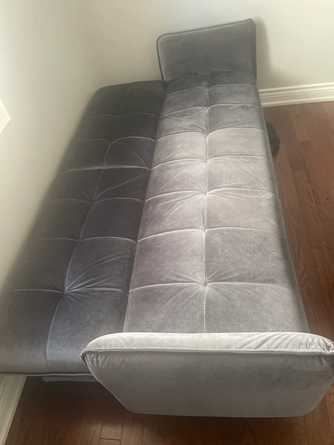 Gray Velvet Futon Sofa Bed thumbnail