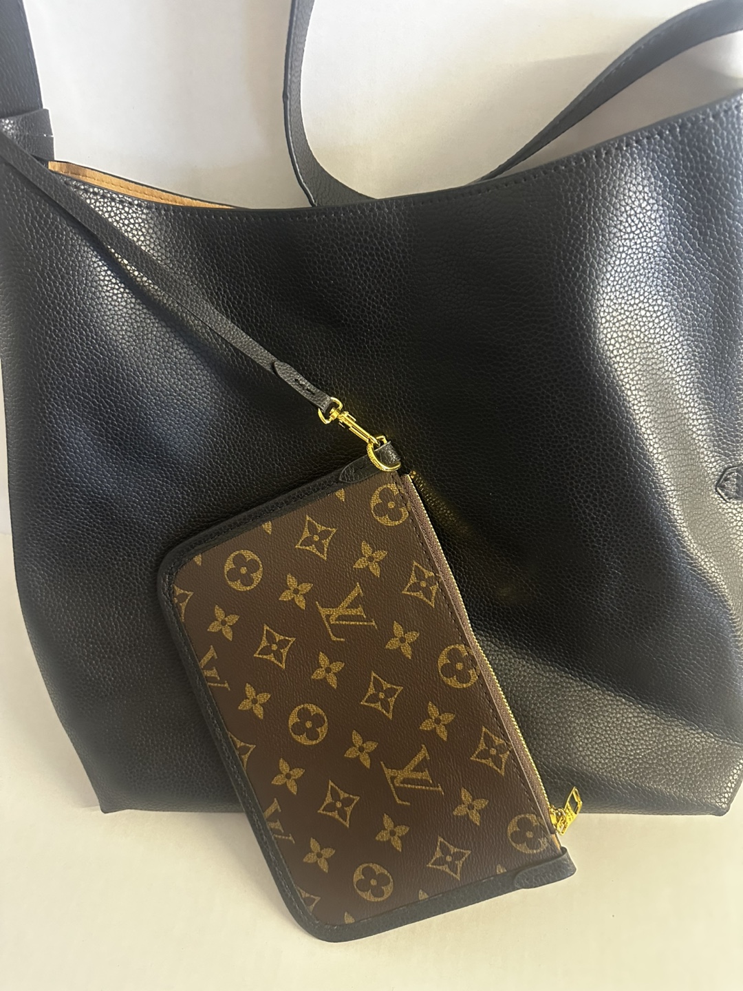 Black Leather Tote Bag with Pouch(replica) - photo 4