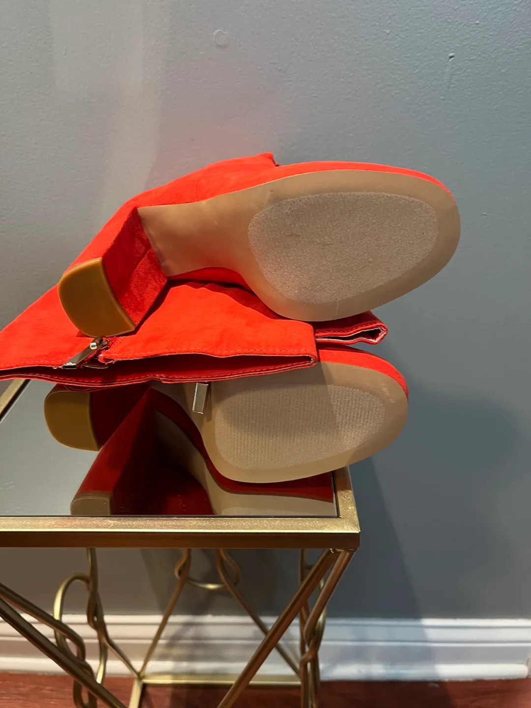 Red Knee High Suede Boots image indicator(3)