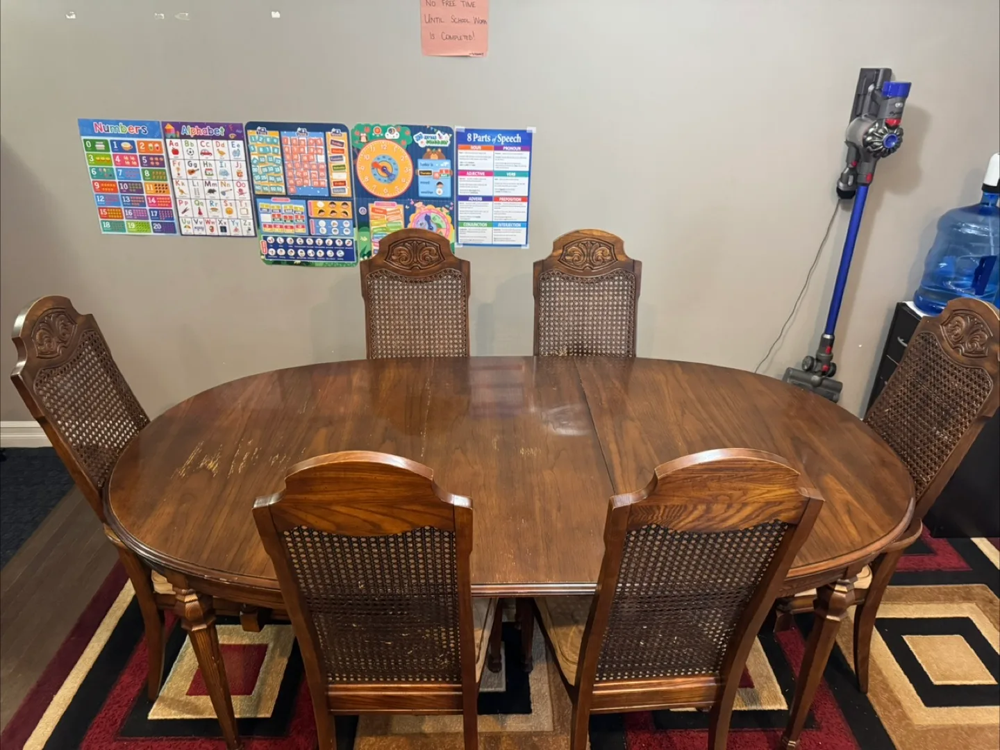 Vintage Oval Dining Table and Six Chairs Set thumbnail