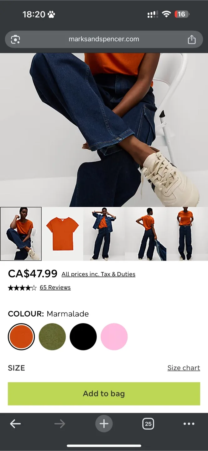 Brand New M&S Women's Marmalade Orange T-Shirt thumbnail