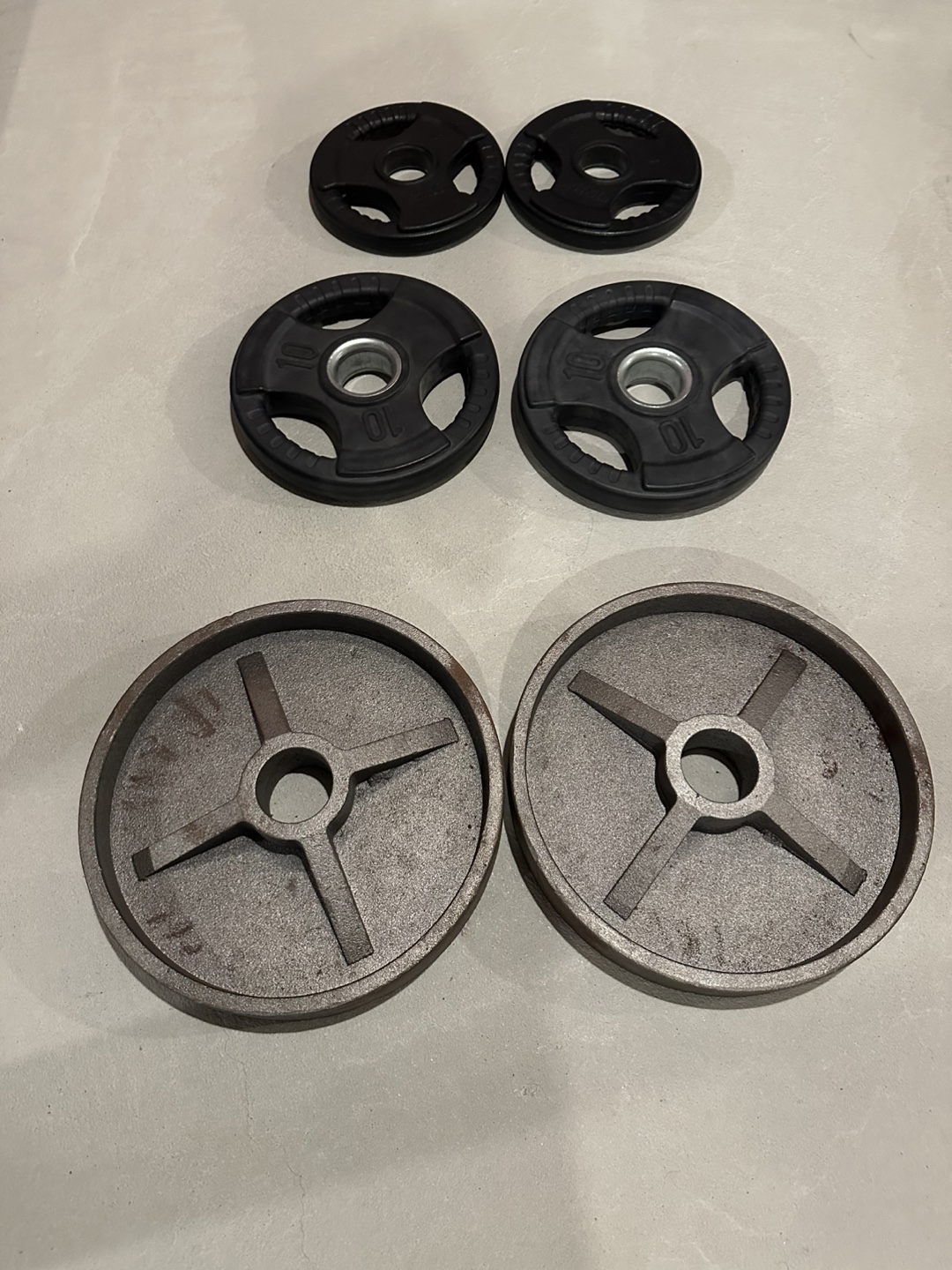 Weight plates for Olympic bar - 5lbs, 10lbs, 25lbs