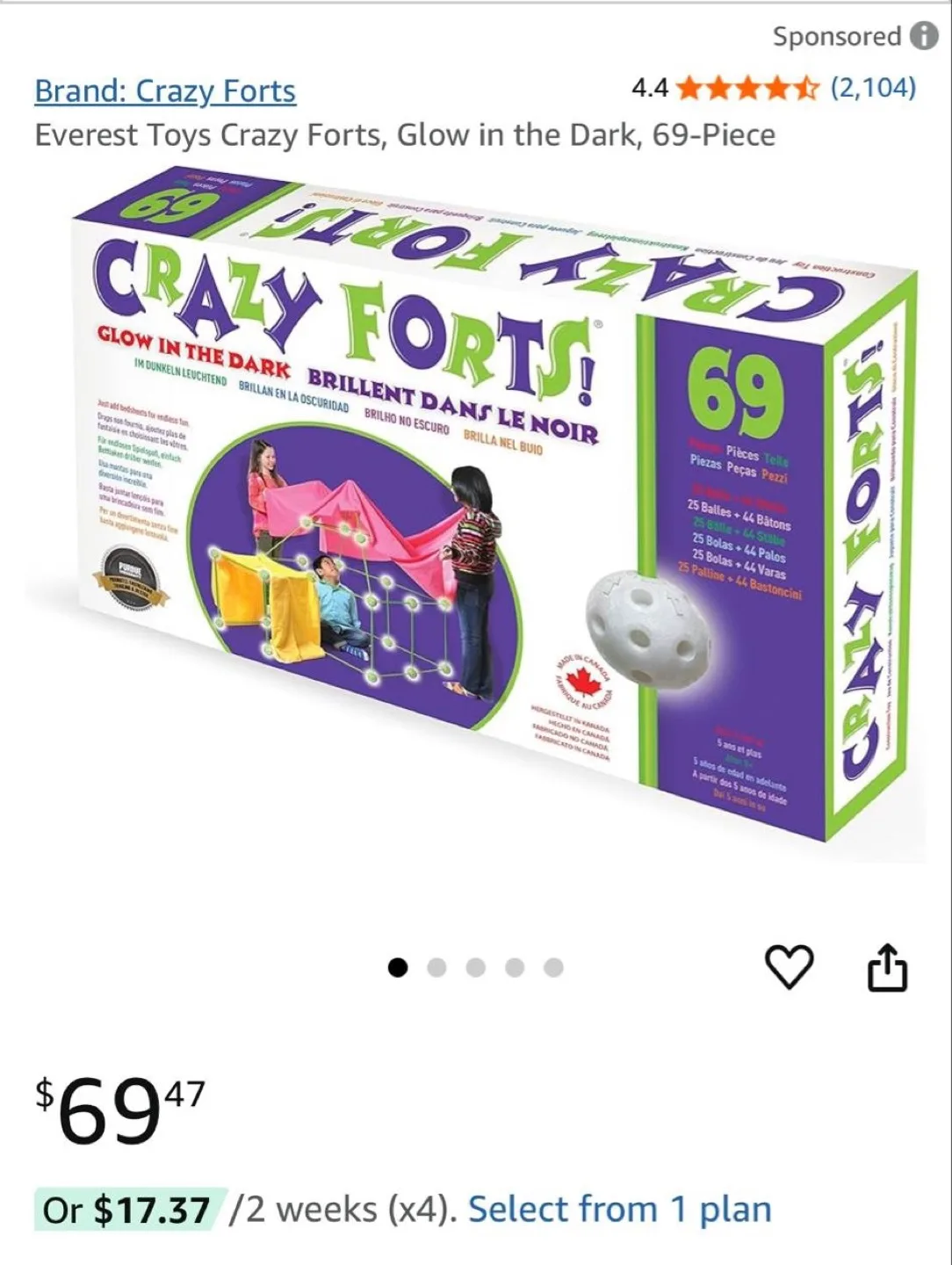 Crazy Forts Glow in the Dark 69-Piece Building Set image indicator(3)