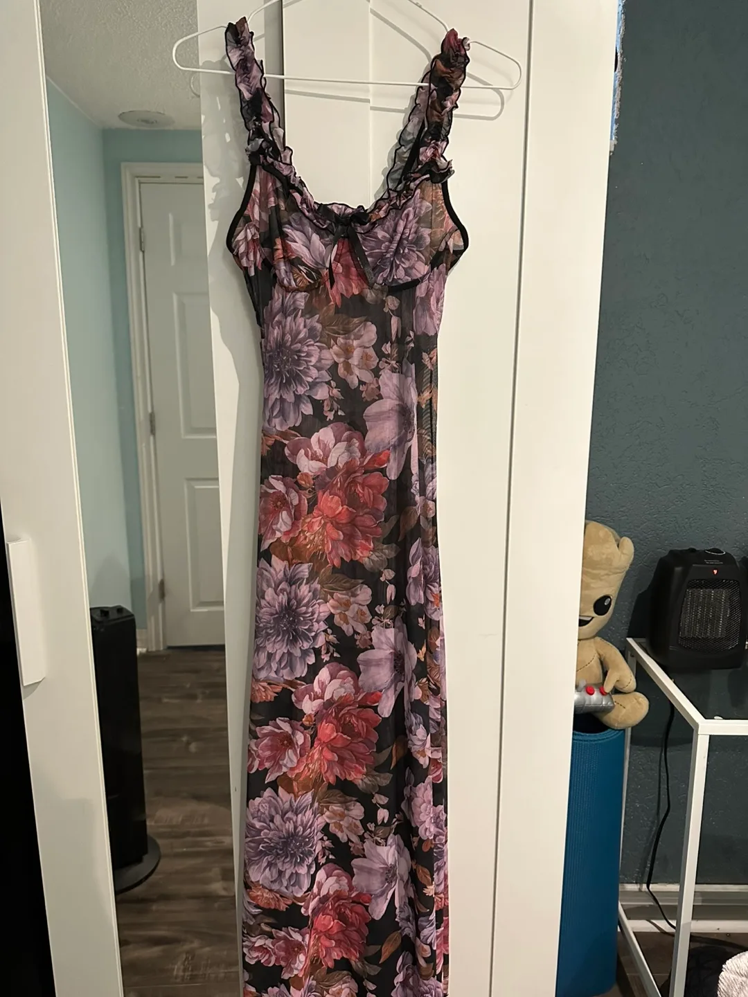 Floral Mesh Slip Dress thumbnail