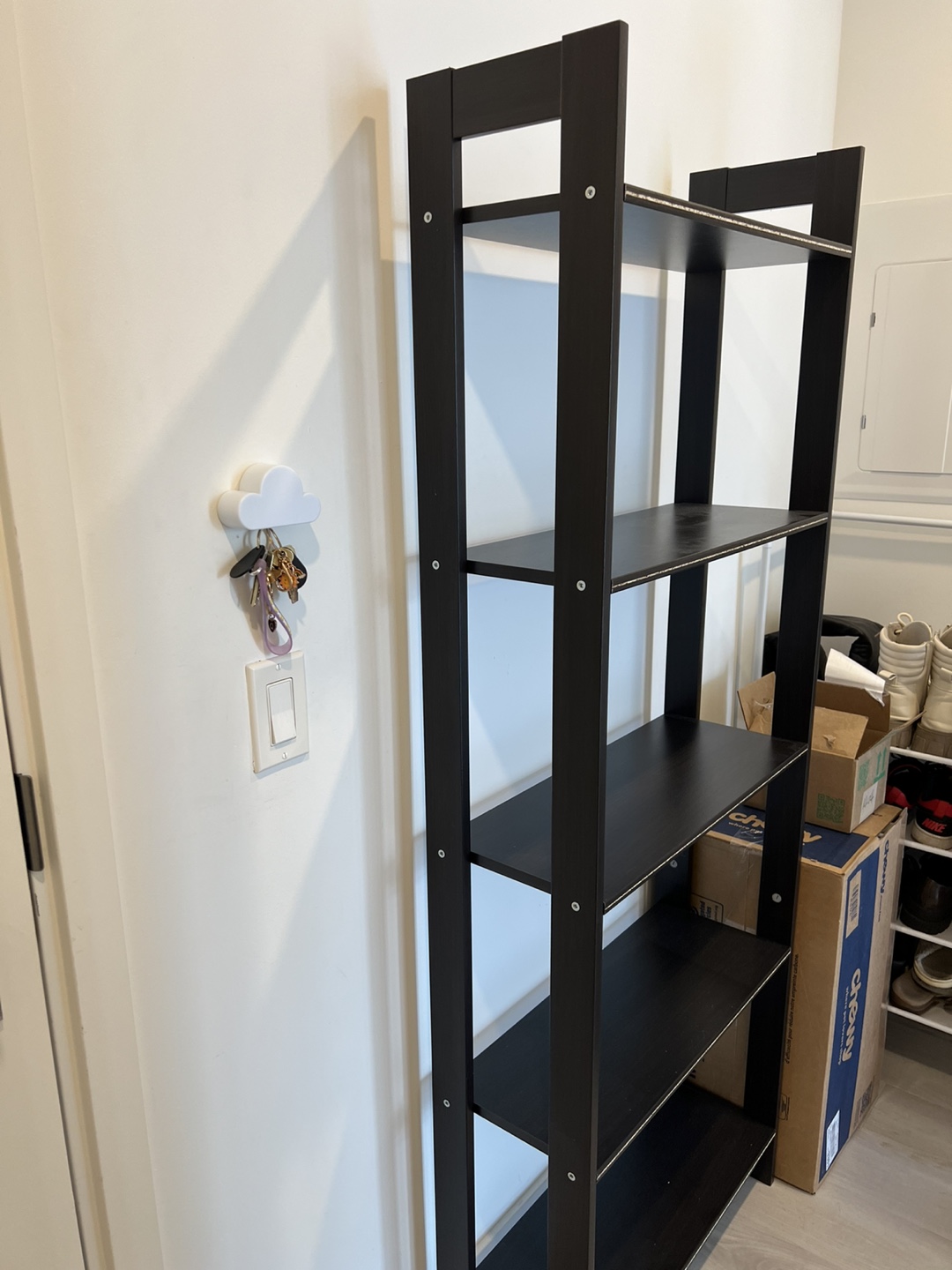 Black 5-shelf bookcase - photo 4
