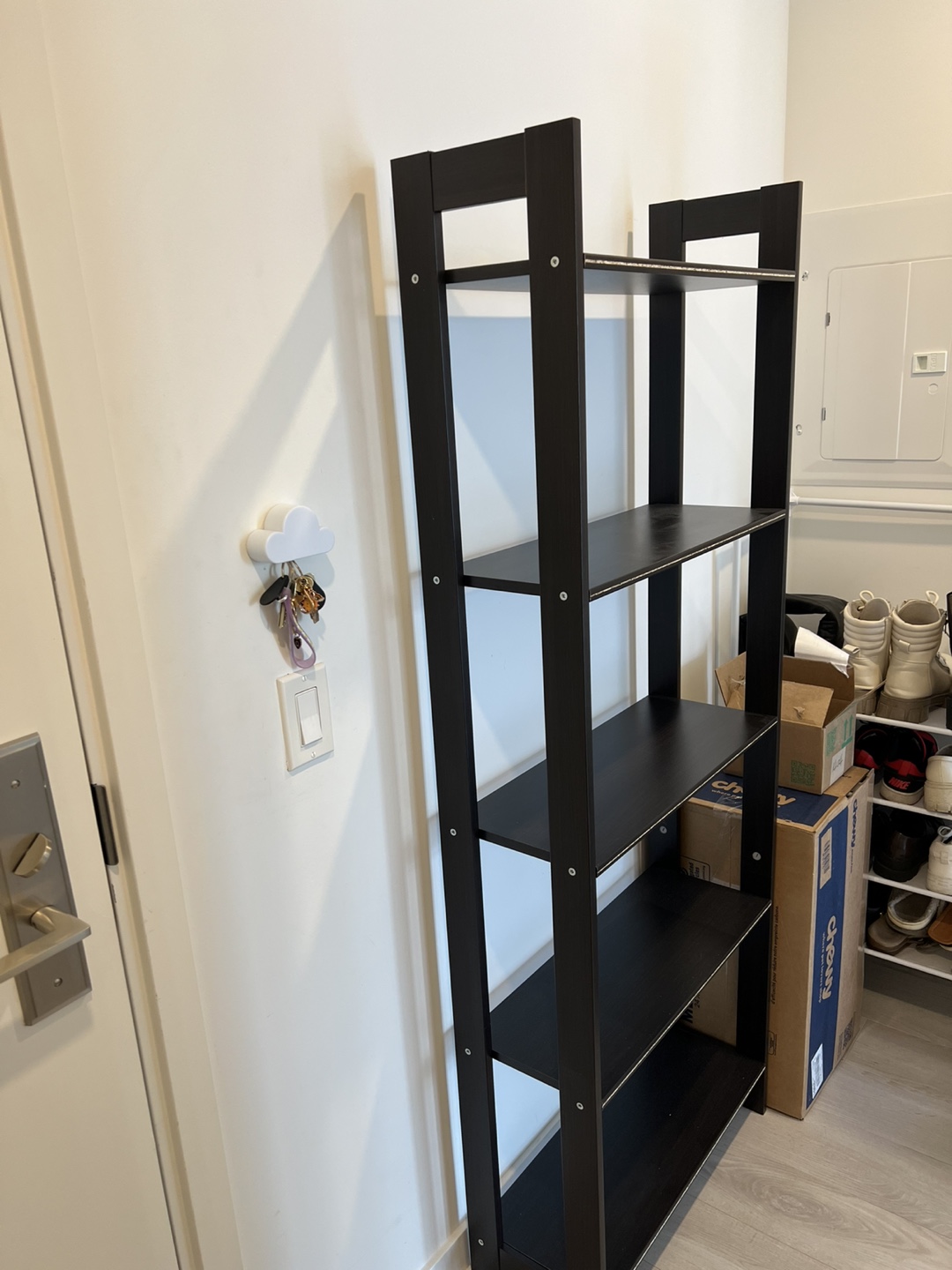 Black 5-shelf bookcase - photo 3