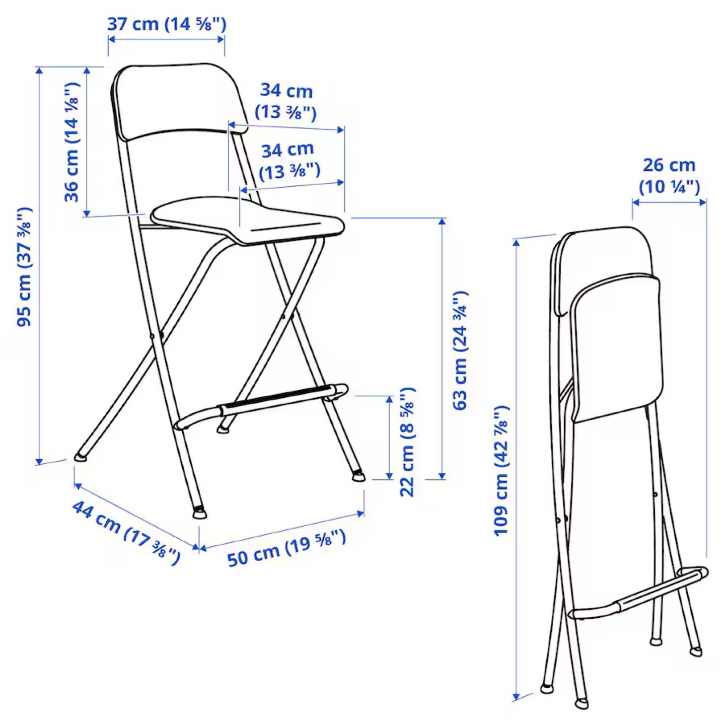 IKEA Black Folding Bar Stool - photo 2