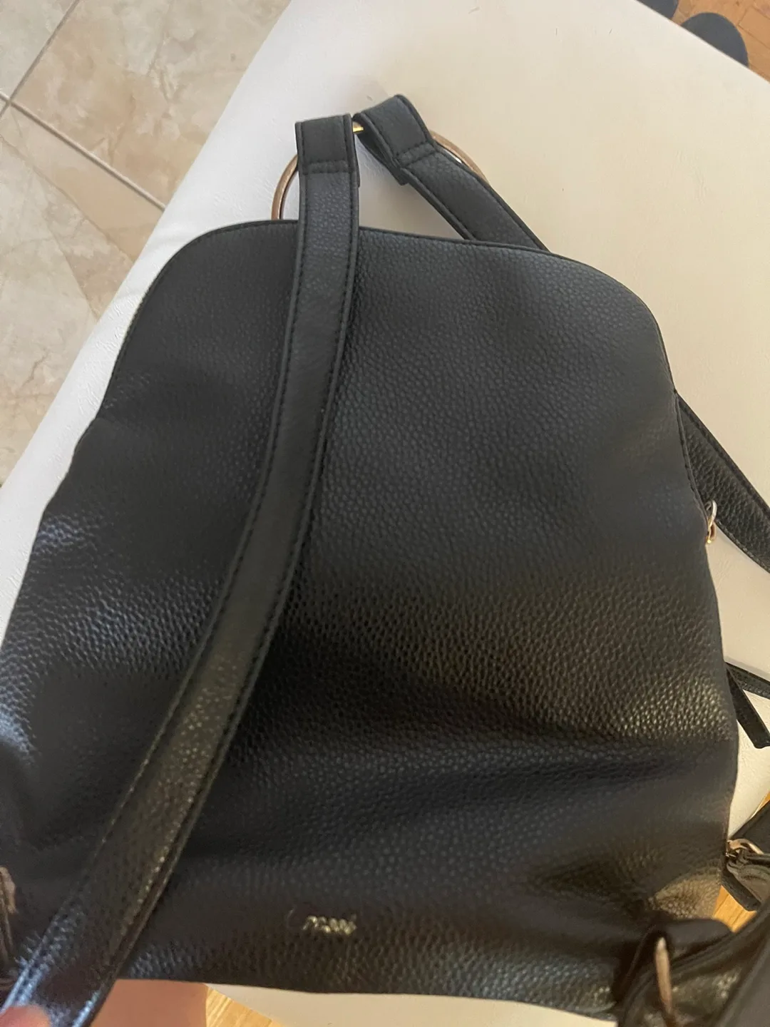 Black Faux Leather Backpack with Bow Detail image indicator(2)
