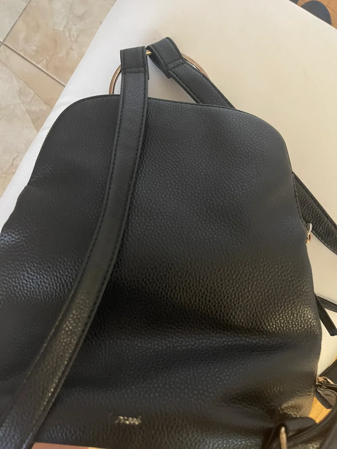 Black Faux Leather Backpack with Bow Detail image indicator(3)