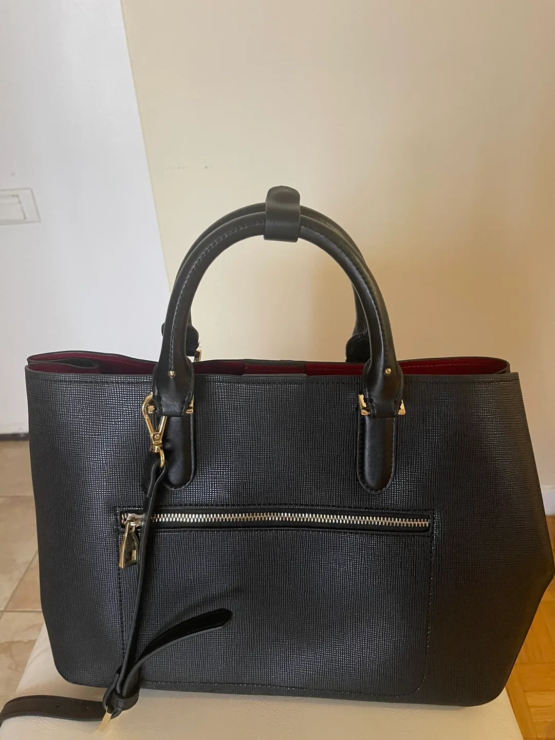 Black Structured Tote Bag with Removable Strap thumbnail