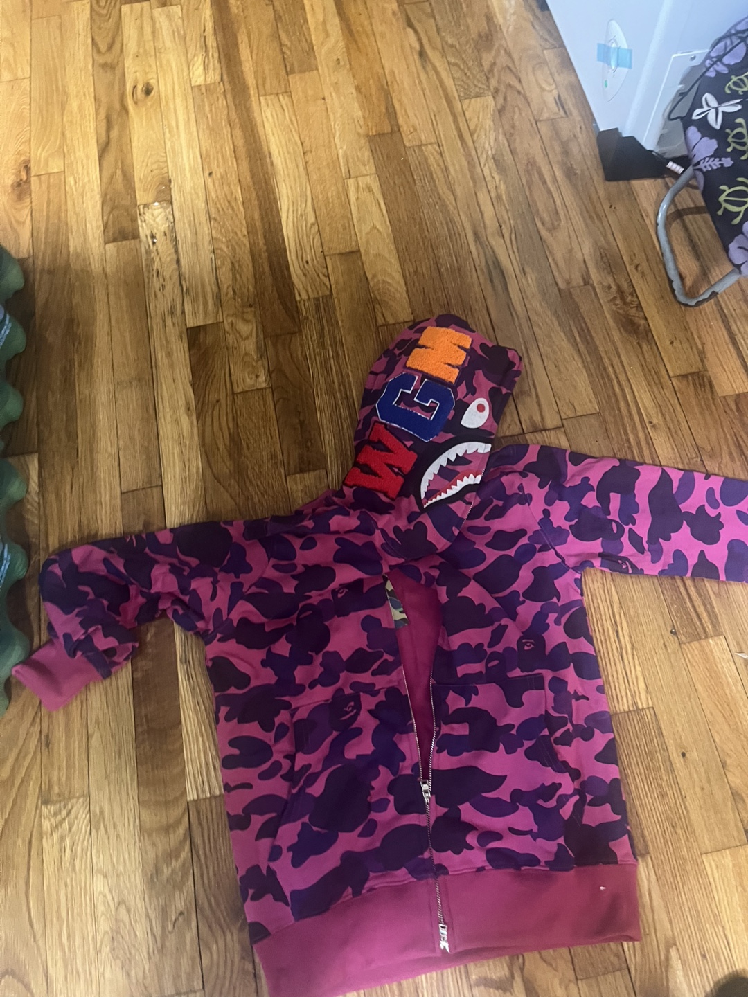 A Bathing Ape Purple Camo Shark Hoodie