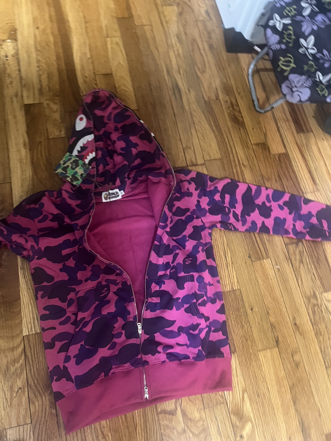 A Bathing Ape Purple Camo Shark Hoodie - photo 2