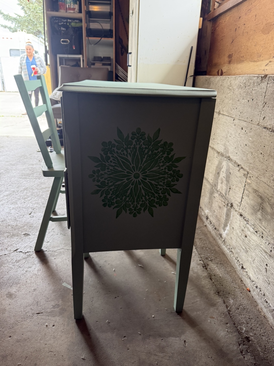 Refurnished Vintage Desk and Chair Set - Mint Green - photo 2