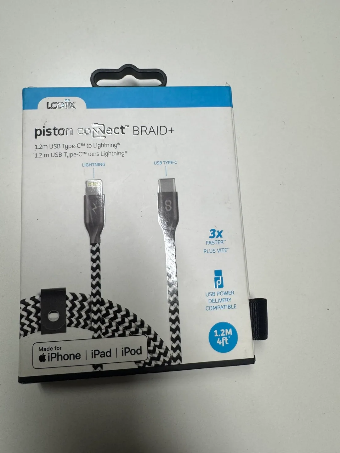 Logix Piston Connect Braid+ 1.2m USB-C to Lightning Cable thumbnail