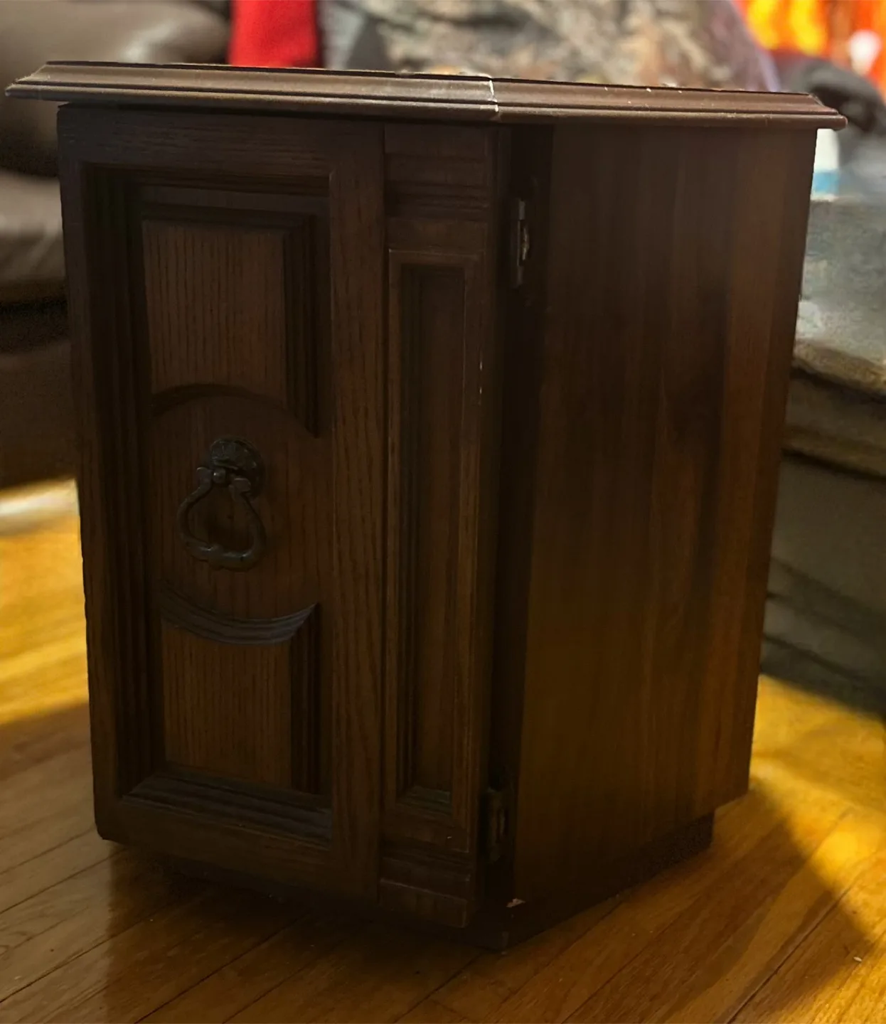 Vintage Hexagonal Wooden End Table with Storage image indicator(4)