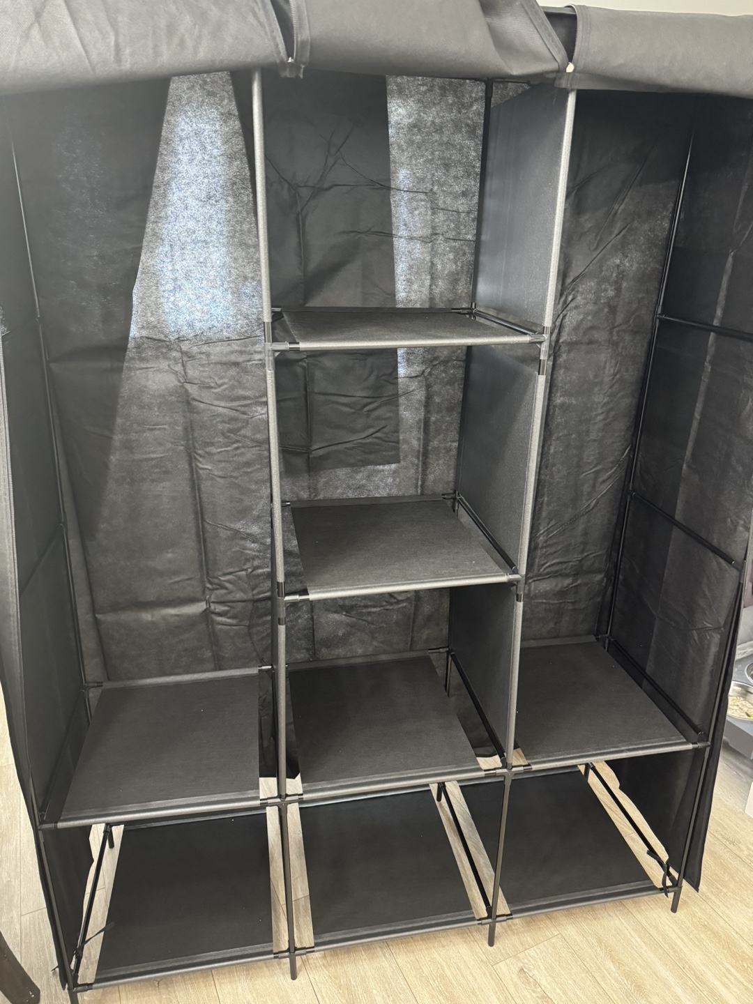 Black Fabric Wardrobe Closet Organizer - photo 2
