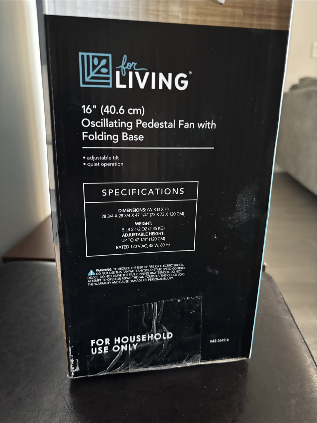 New in Box 16" For Living Oscillating Pedestal Fan - photo 3
