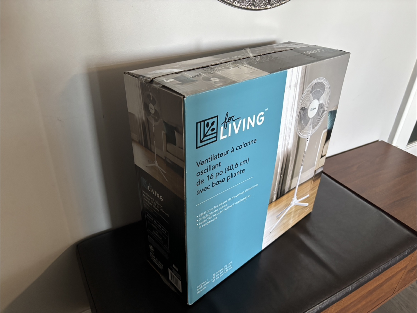 New in Box 16" For Living Oscillating Pedestal Fan
