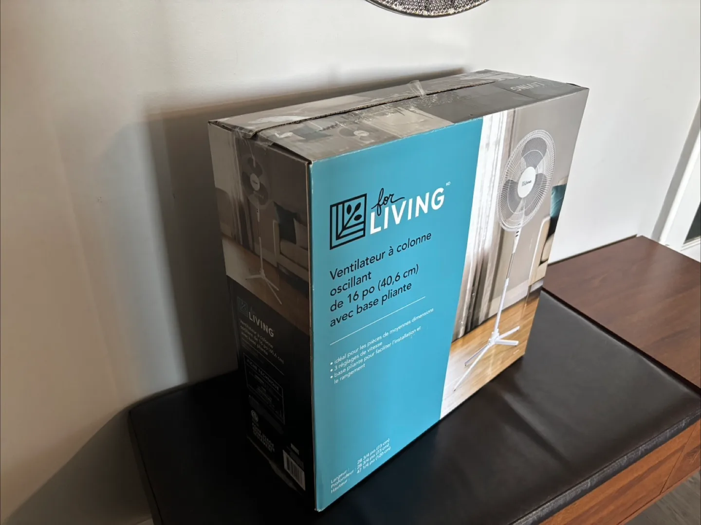 New in Box 16" For Living Oscillating Pedestal Fan thumbnail